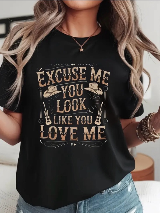 Tops - Graphic Tee - Black 'Excuse Me You Look Like You Love Me'